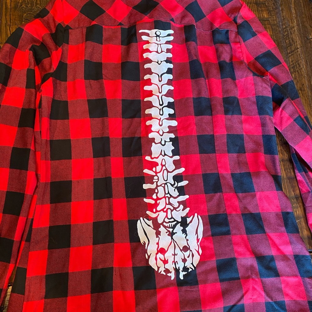 NWT Hot topic plaid skeleton spine top small - Picture 2 of 7